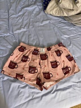 PJ Salvage Pink Coffee Mug Print cotton Sleep Shorts medium